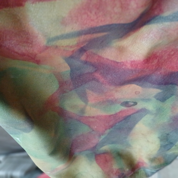 Vintage 1984 Leather painted tye dye design BoHo bag, long strap 17" 1/2 x 14" - Picture 11 of 12